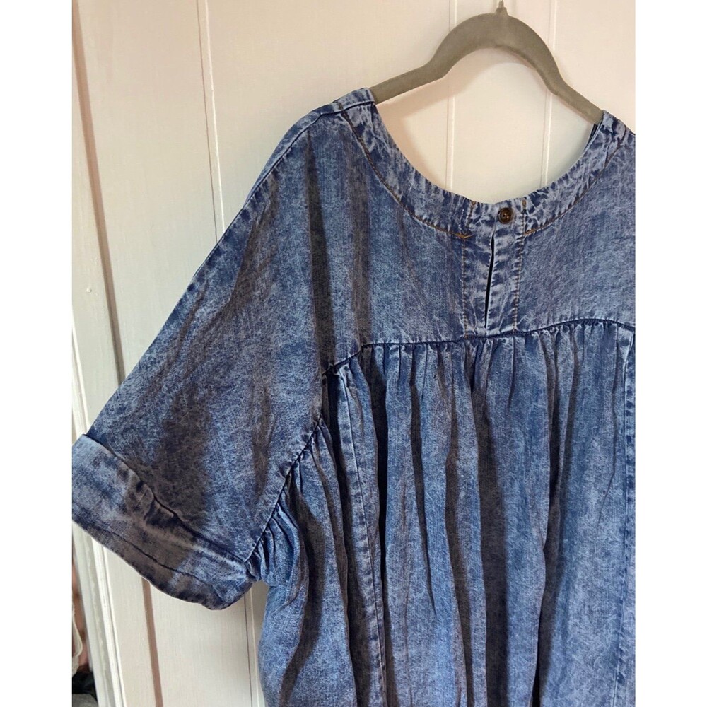 Blue velvet top BLUEVELVET tunic top denim color chambray lightweight blouse SM - Picture 3 of 9